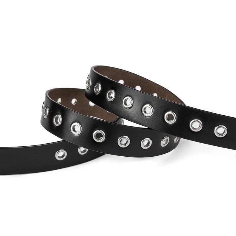 McFanBe Leather Belt for Women Girls Waist Belt Alloy Buckle 1.1 Inches Width Adjustable (B:Black, S(Fit waist size 30"-33")) - Image 5